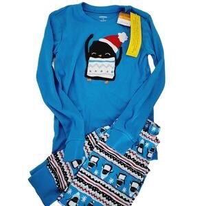 10 New Gymboree penguin in Sanata hat cotton pajamas